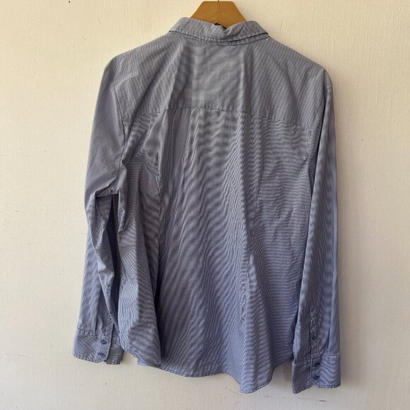 Worthington Blouse Womens XL Blue Striped Button Front Collared - Picture 6 of 6